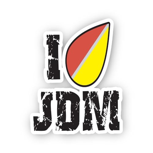 2 (Pieces) 3" and 5" I Love JDM Wakaba Symbol Sticker, Waterproof Vinyl Decals for Many Purpose Like
