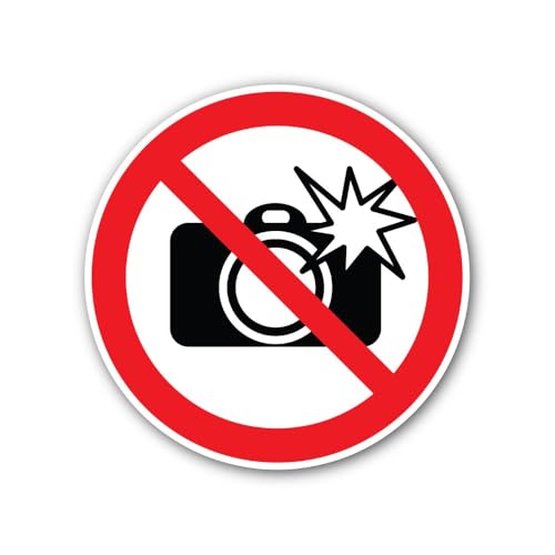 2 (Pieces) 3" and 5" No Flash Photography Sign Sticker, Waterproof Vinyl Decals for Many Purpose Lik