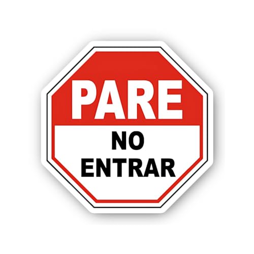 2 (Pieces) 3" and 5" Pare No Entrar Spanish Stop Octagonal Sticker, Waterproof Vinyl Decals for Many