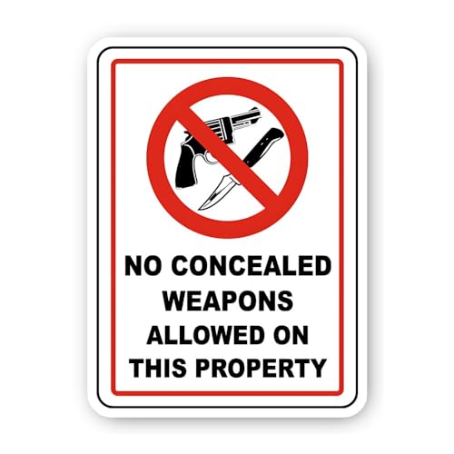 2 (Pieces) 3" and 5" No Concealed Weapons with Gun and Knife Icon Sticker, Waterproof Vinyl Decals f