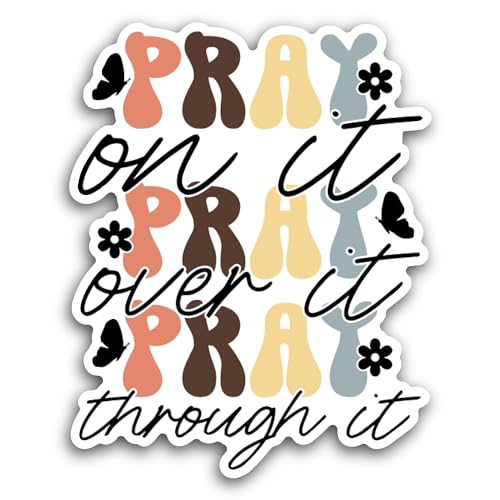 2 (Pieces) 3" and 5" Pray On It Text Sticker, Waterproof Vinyl Decals for Many Purpose Like Cars, Tr
