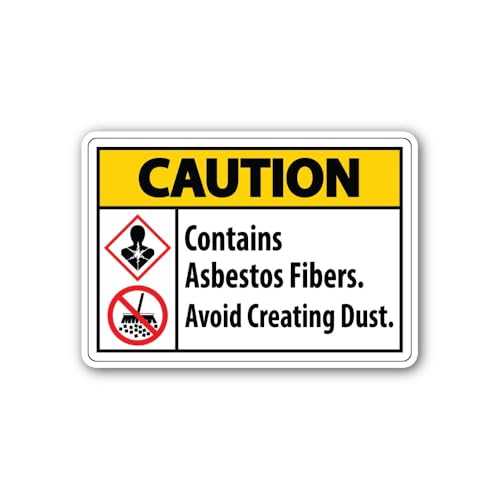 2 (Pieces) 3" and 5" Caution Asbestos Sign Sticker, Waterproof Vinyl Decals for Many Purpose Like Ca