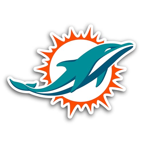 2 (Pieces) 3" and 5" Miami D0lphins Decal Sticker, Waterproof Vinyl Decals for Many Purpose Like Car