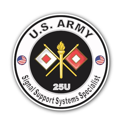 2 (Pieces) 3" and 5" U.S. Army MOS 25U Signal Support Systems Specialist Sticker, Waterproof Vinyl D