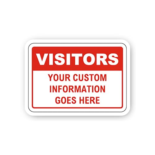 2 (Pieces) 3" and 5" Custom Visitors Information (Red) Sticker, Waterproof Vinyl Decals for Many Pur