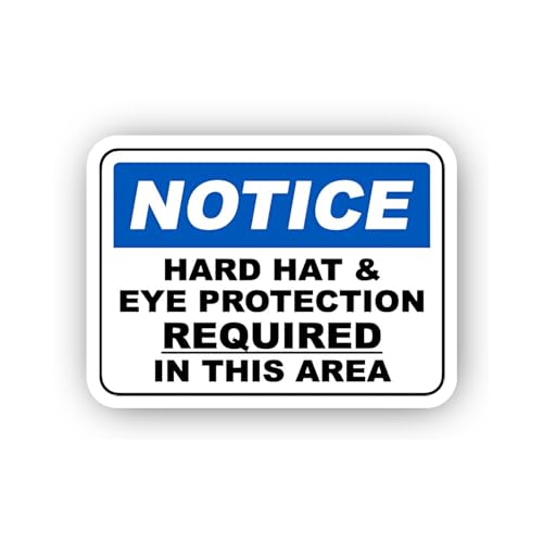 2 (Pieces) 3" and 5" Helmet and Eye Protection Area Notice Sticker, Waterproof Vinyl Decals for Many