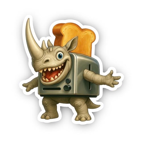 2 (Pieces) 3" and 5" Rhino Toaster Sticker, Waterproof Vinyl Decals for Many Purpose Like Cars, Truc