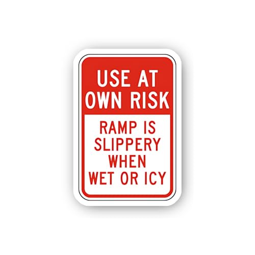 2 (Pieces) 3" and 5" Use at Own Risk Slippery Ramp Warning Sticker, Waterproof Vinyl Decals for Many
