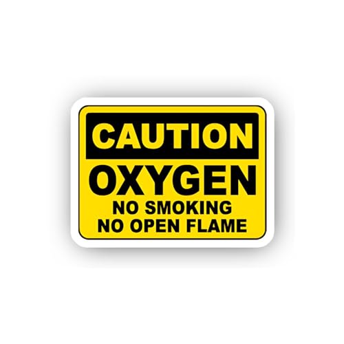 2 (Pieces) 3" and 5" Oxygen Warning No Smoking Sticker, Waterproof Vinyl Decals for Many Purpose Lik