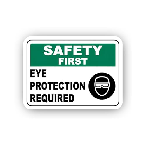 2 (Pieces) 3" and 5" Safety First Eye Protection Icon Sticker, Waterproof Vinyl Decals for Many Purp