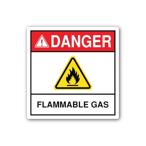 2 (Pieces) 3" and 5" Danger Flammable Gas Sign Sticker, Waterproof Vinyl Decals for Many Purpose Lik