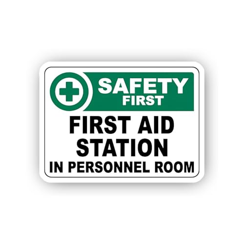 2 (Pieces) 3" and 5" First Aid Station in Personnel Room Sign Sticker, Waterproof Vinyl Decals for M