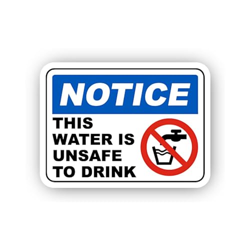 2 (Pieces) 3" and 5" Blue Notice Unsafe to Drink Water Sticker, Waterproof Vinyl Decals for Many Pur