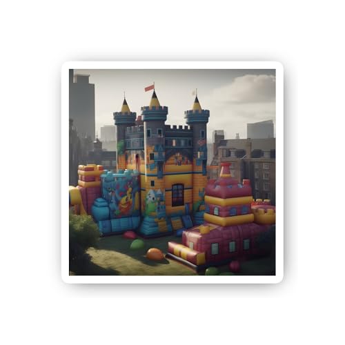 2 (Pieces) 3" and 5" Inflatable Fun Park Castle Sticker, Waterproof Vinyl Decals for Many Purpose Li