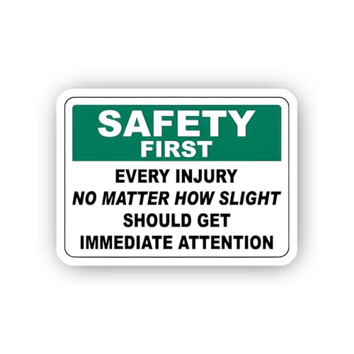2 (Pieces) 3" and 5" Immediate Attention for All Injuries Sign Sticker, Waterproof Vinyl Decals for