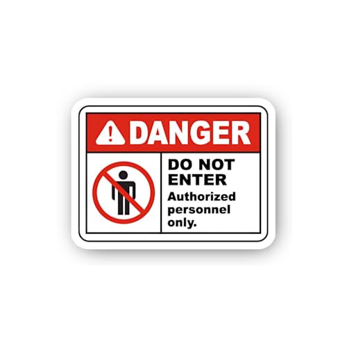 2 (Pieces) 3" and 5" Danger Do Not Enter Authorized Personnel Only Sticker, Waterproof Vinyl Decals