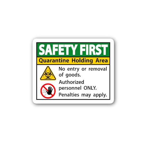 2 (Pieces) 3" and 5" Safety First Quarantine Holding Sign Sticker, Waterproof Vinyl Decals for Many