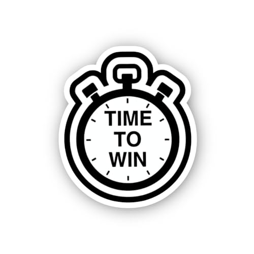 2 (Pieces) 3" and 5" Time to Win Stopwatch Icon Sticker, Waterproof Vinyl Decals for Many Purpose Li