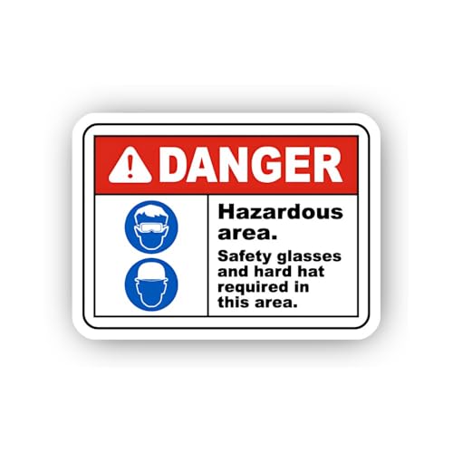 2 (Pieces) 3" and 5" Hazardous Area PPE Requirements Sticker, Waterproof Vinyl Decals for Many Purpo