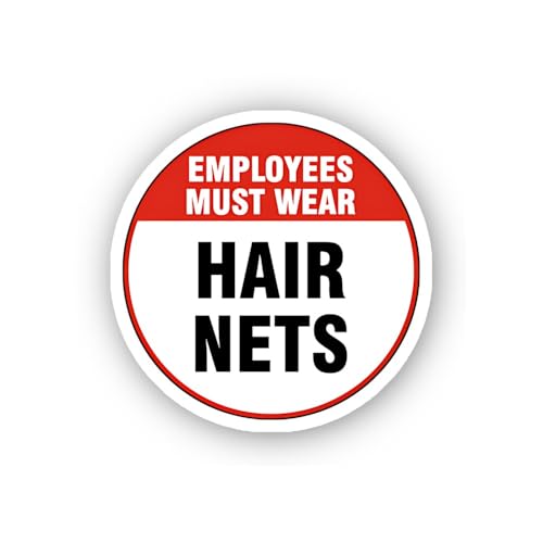 2 (Pieces) 3" and 5" Red Employee Hairnet Required Sign Sticker, Waterproof Vinyl Decals for Many Pu