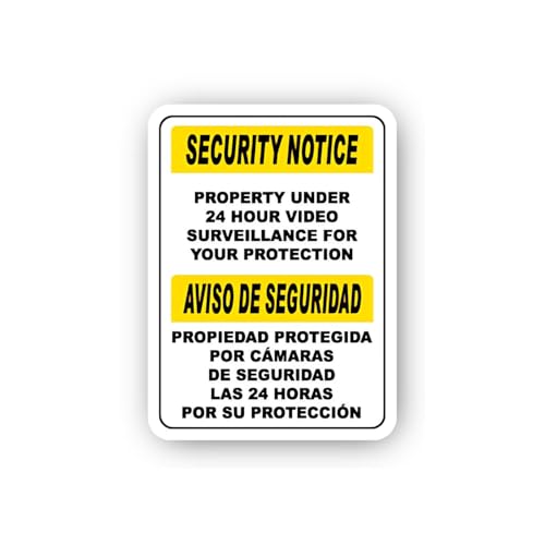 2 (Pieces) 3" and 5" Bilingual Yellow Security Header Sticker, Waterproof Vinyl Decals for Many Purp