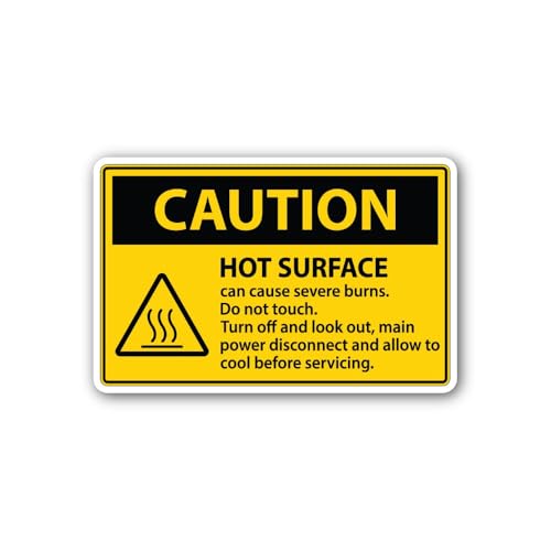 2 (Pieces) 3" and 5" Caution HOT Surface can Cause Severe Burns. Sticker, Waterproof Vinyl Decals fo