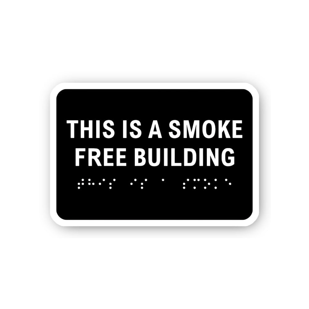 2 (Pieces) 3" and 5" Smoke Free Building with Braille Sticker, Waterproof Vinyl Decals for Many Purp