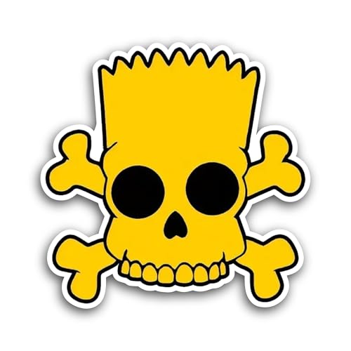 2 (Pieces) 3" and 5" Yellow Skull Sticker, Waterproof Vinyl Decals for Many Purpose Like Cars, Truck