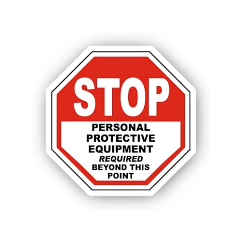 2 (Pieces) 3" and 5" Stop Personal Protective Equipment Requirement Sticker, Waterproof Vinyl Decals