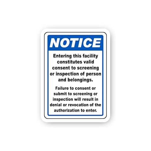 2 (Pieces) 3" and 5" Consent to Screening and Inspection Sticker, Waterproof Vinyl Decals for Many P