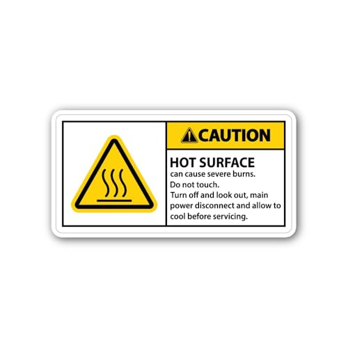 2 (Pieces) 3" and 5" Caution hot Surface Sign Sticker, Waterproof Vinyl Decals for Many Purpose Like