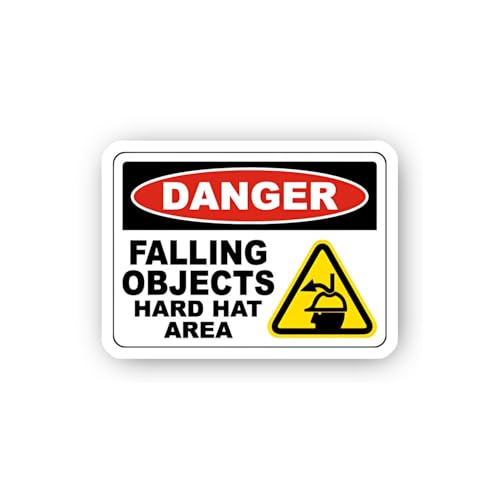 2 (Pieces) 3" and 5" Falling Objects Hazard Warning Sticker, Waterproof Vinyl Decals for Many Purpos