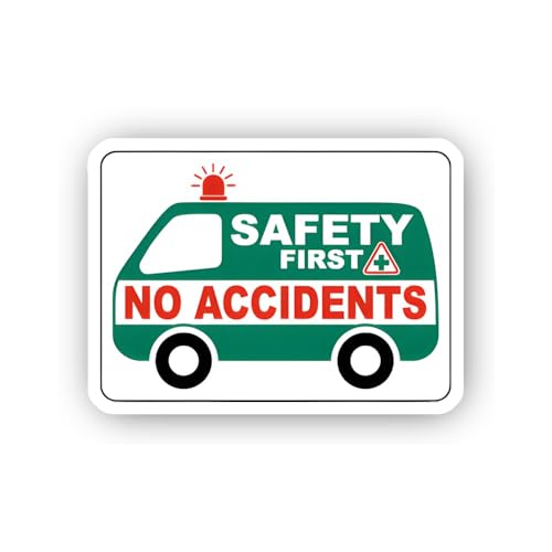 2 (Pieces) 3" and 5" Safety First: No Accidents Ambulance Graphic Sticker, Waterproof Vinyl Decals f