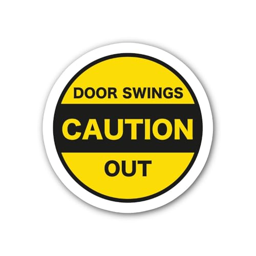 2 (Pieces) 3" and 5" Caution Door Swings Out Sticker, Waterproof Vinyl Decals for Many Purpose Like