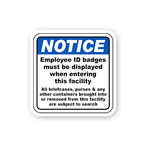 2 (Pieces) 3" and 5" Employee ID and Search Notice Sticker, Waterproof Vinyl Decals for Many Purpose