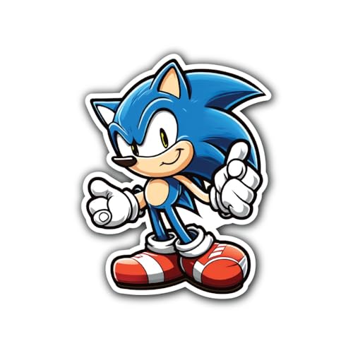 2 (Pieces) 2" and 3" Fast Blue Hedgehog Character Sticker, Waterproof Vinyl Decals for Many Purpose