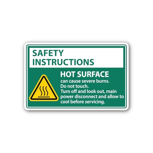 2 (Pieces) 3" and 5" Safety Instructions H@T Surface Sticker, Waterproof Vinyl Decals for Many Purpo