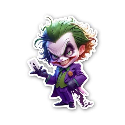 2 (Pieces) 3" and 5" Joker Cartoon Sticker, Waterproof Vinyl Decals for Many Purpose Like Cars, Truc