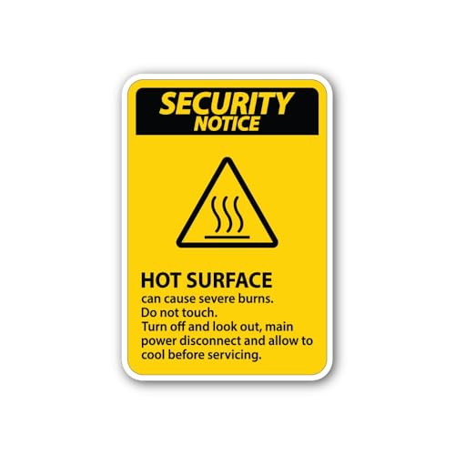2 (Pieces) 3" and 5" Security Notice: Hot Surface Sticker, Waterproof Vinyl Decals for Many Purpose