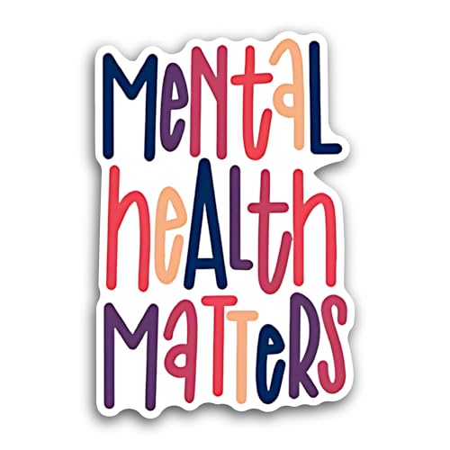 2 (Pieces) 3" and 5" Mental Health Matters Colorful Text Sticker, Waterproof Vinyl Decals for Many P