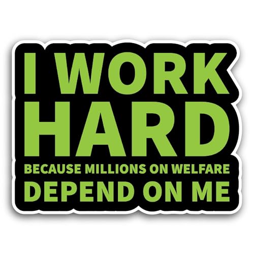 2 (Pieces) 3" and 5" I Work Hard Sticker, Waterproof Vinyl Decals for Many Purpose Like Cars, Trucks