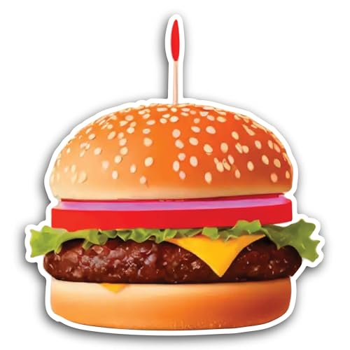 2 (Pieces) 3" and 5" Burger Sticker, Waterproof Vinyl Decals for Many Purpose Like Cars, Trucks, Lap