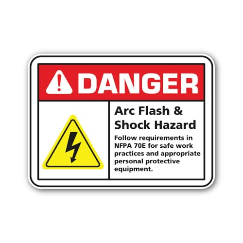 2 (Pieces) 3" and 5" Horizontal Arc Flash and Shock Hazard Decal Sticker, Waterproof Vinyl Decals fo