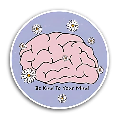 2 (Pieces) 3" and 5" Be Kind to Your Mind Text Sticker, Waterproof Vinyl Decals for Many Purpose Lik