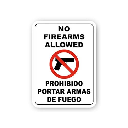 2 (Pieces) 3" and 5" Bilingual No Firearms Allowed Sticker, Waterproof Vinyl Decals for Many Purpose