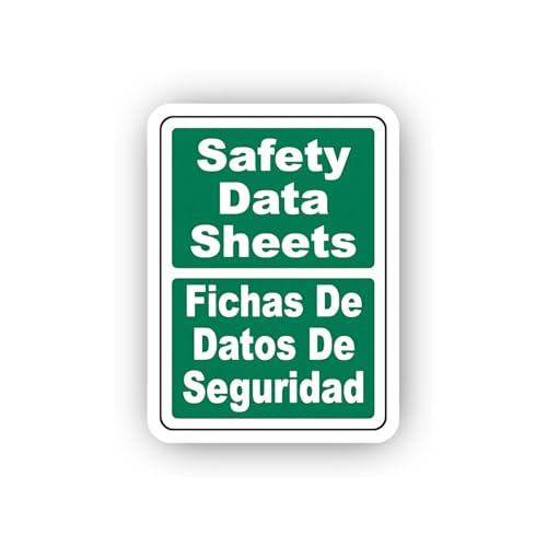 2 (Pieces) 3" and 5" Bilingual Green Safety Data Sheets Sticker, Waterproof Vinyl Decals for Many Pu