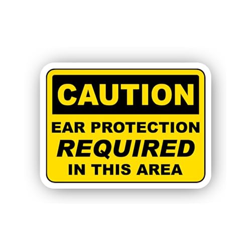 2 (Pieces) 3" and 5" Horizontal Ear Protection Required Header Ticker, Waterproof Vinyl Decals for M