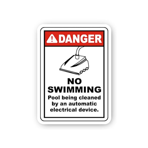 2 (Pieces) 3" and 5" Danger: No Swimming - Pool Cleaner in Use Sticker, Waterproof Vinyl Decals for
