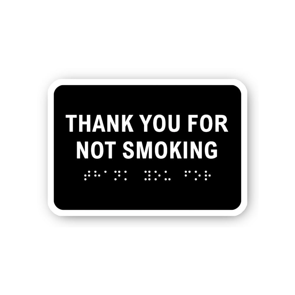 2 (Pieces) 3" and 5" Thank You for Not Smoking with Braille Sticker, Waterproof Vinyl Decals for Man