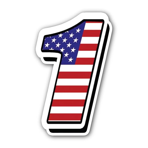 2 (Pieces) 3" and 5" America Flag in Number One Sticker, Waterproof Vinyl Decals for Many Purpose Li